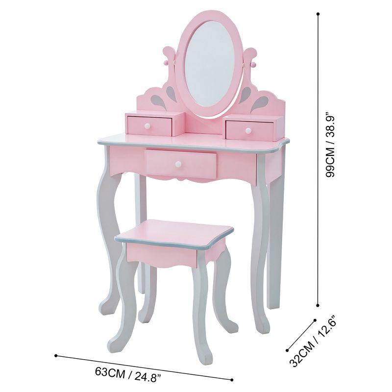 Teamson Kids Princess Rapunzel Wooden 2-pc. Play Vanity Set, Pink/Grey