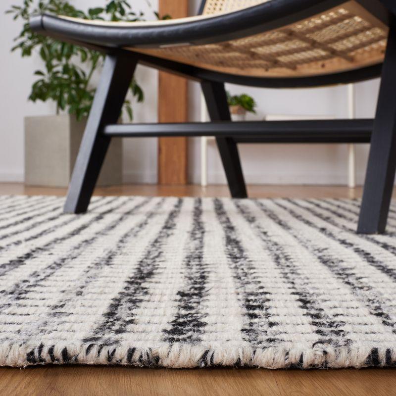 Gray and Ivory Handwoven Wool Silk Shag Rug 4' x 6'