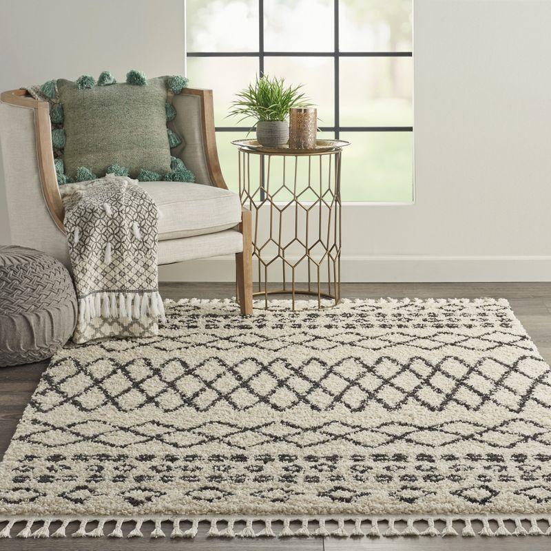 Nourison Marrakesh Shag MRK02 Cream Area Rug 5'3" x 7'11"
