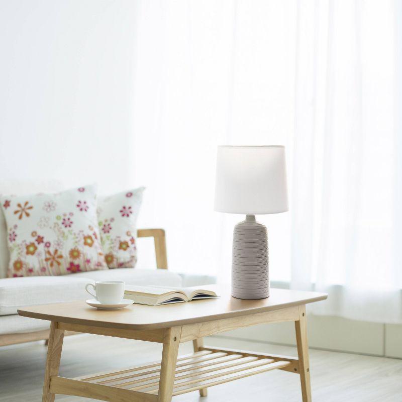 Textured Linear Ceramic Table Lamp Gray - Simple Designs