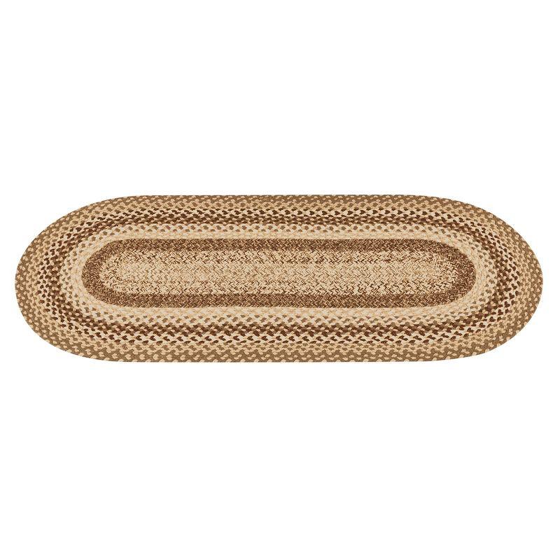 Collections Etc Classic Farmhouse Braided Kitchen Accent Rug Runner Tan