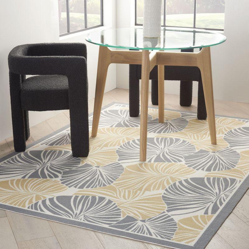 Floral Gray/Yellow Outdoor Area Rug