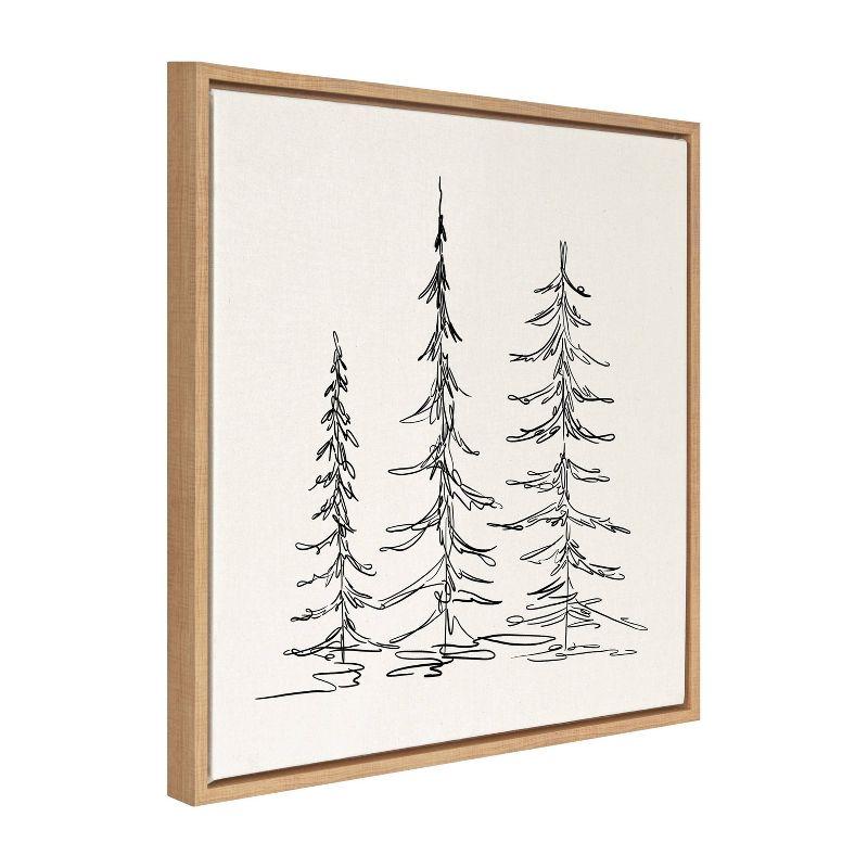 Sylvie Minimalist Evergreen Trees Sketch Framed Wall Canvas - Kate & Laurel All Things Decor