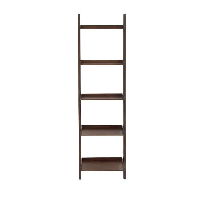 69" Farmhouse Wooden Ladder Shelf Brown - Olivia & May: Traditional Style, 5-Tier Leaning Bookcase, Wood Frame