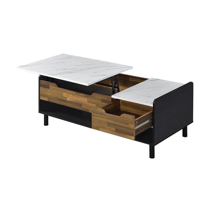 Acme Furniture Axel Coffee Table White Printed Faux Marble Top Walnut/Black Finish