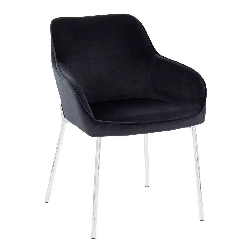 Daniella 24" Black Velvet and Chrome Steel Upholstered Dining Chairs