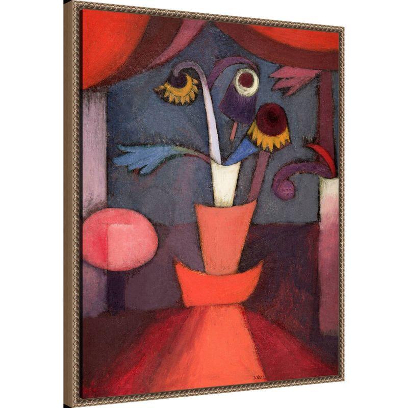 23"x28" Autumn Flower 1922 by Paul Klee Framed Canvas Wall Art Print Bronze - Amanti Art