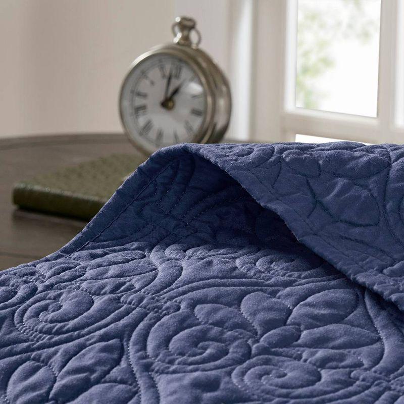 Navy Full Microfiber Reversible Bedspread Set with Cotton Fill