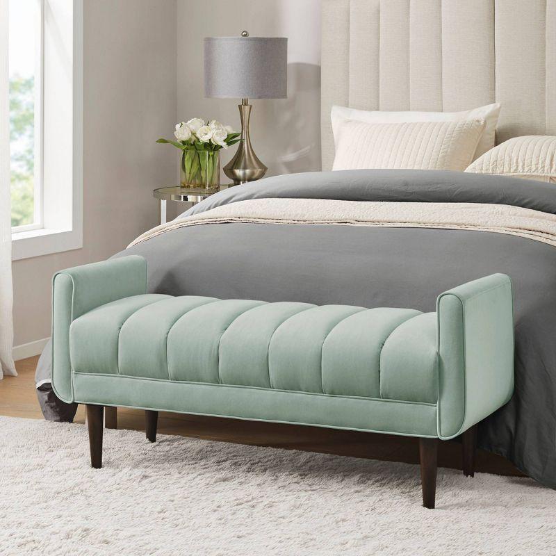 Lyndale Upholstered Modern Accent Bench Seafoam - Madison Park: Entryway, Indoor, Solid Wood Legs