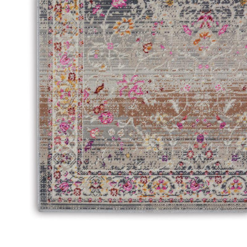 Nourison Vintage Kashan VKA01 Gray/Ivory/Pink Indoor Area Rug - 2'4 x 8'