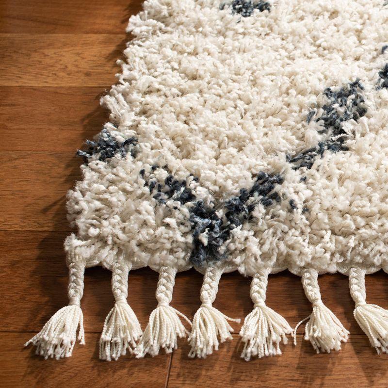 Pro Lux Shag PLX434 Power Loomed Indoor Area Rug - 5'x8' - Cream/Blue - Safavieh