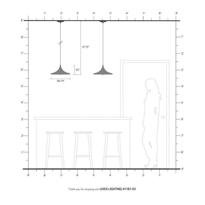 Livex Lighting Metal Shade 1 - Light Chandelier in  White