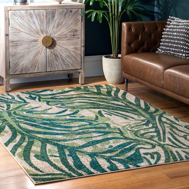 Nuloom Cali Floral 3x5 Accent Indoor Area Rug for Living Room Bedroom Dining Room Entryway Kitchen, Green/Ivory