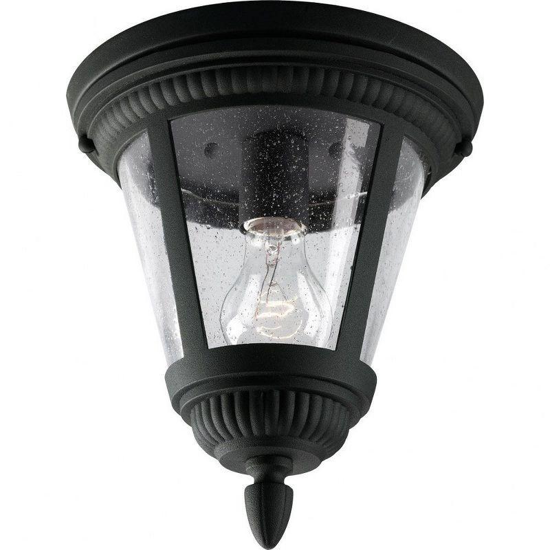 Westport Textured Black Flush Mount Ceiling Light with Clear Seeded Glass