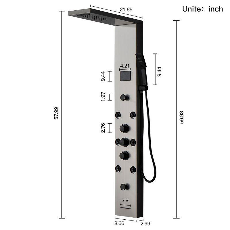 BWE 8-Spray Rain Shower Panel System with Rain Shower Head, Shower Wand and LED Light