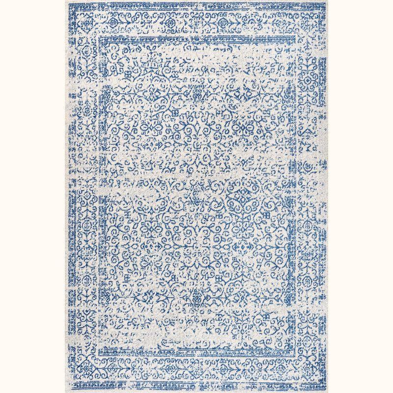 Mediterranean Filigree Cream/Blue Synthetic 3' x 5' Area Rug