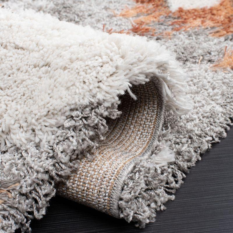 Horizon Shag 800 HZN890 Machine Made Accent Rug - 3'x3' - Grey/Rust - Safavieh