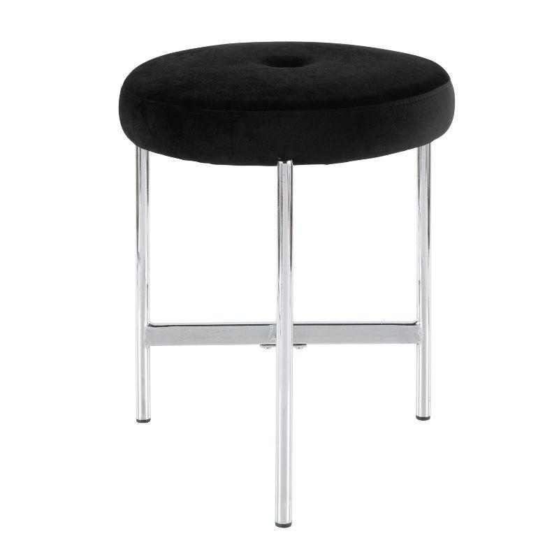 Chloe Modern Black Velvet Vanity Stool with Chrome Base