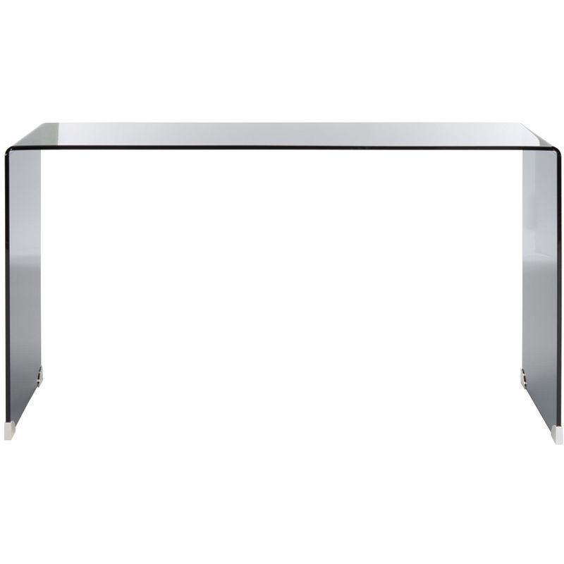 Huck Clear and Gray Glass Console Table with Storage