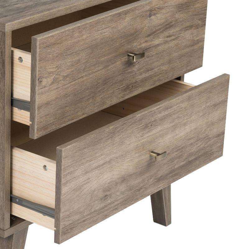 Mid-Century Modern 4 Drawer Chest Drifted Gray - Prepac: Sleek Bedroom Storage, Brass Knobs