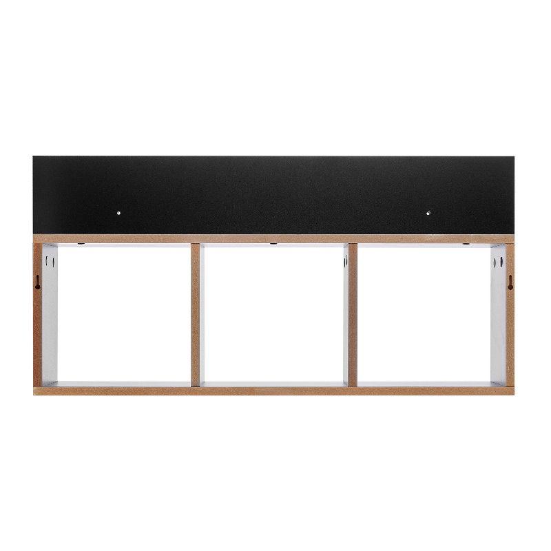 Danya B. 31.5" x 15.7" Modern 3 Cube Floating Wall Shelf with Display Ledge Black: Mid-Century Style, MDF & Iron
