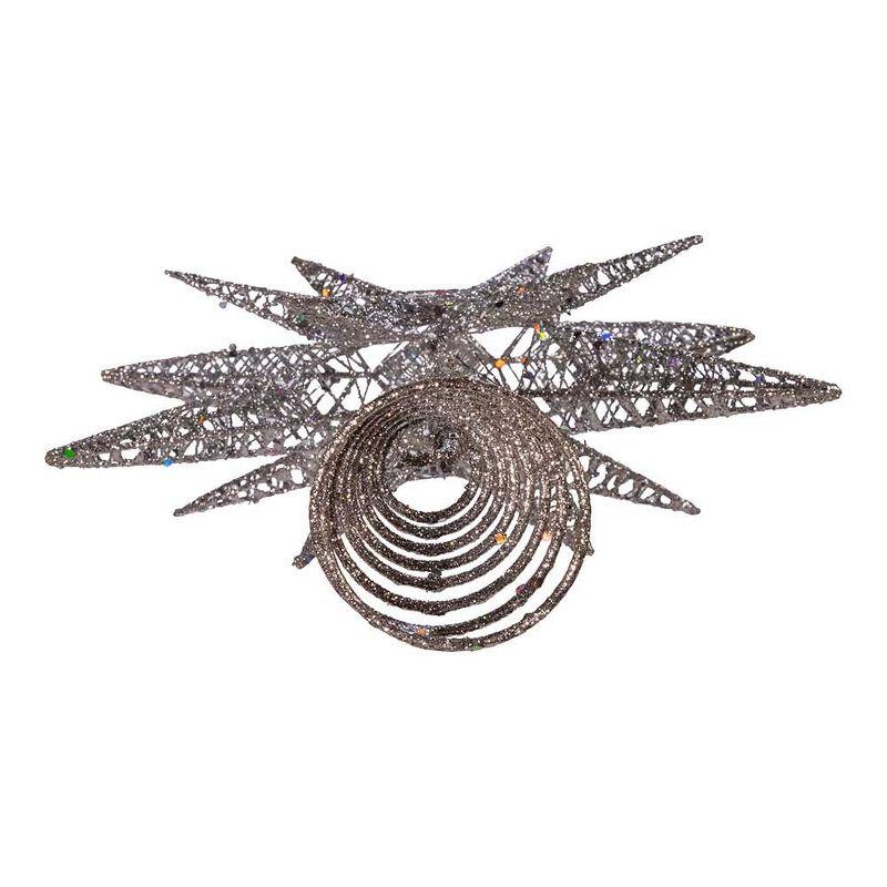 Kurt Adler 15.5-Inch Silver Glitter Wire 3D Star Treetop