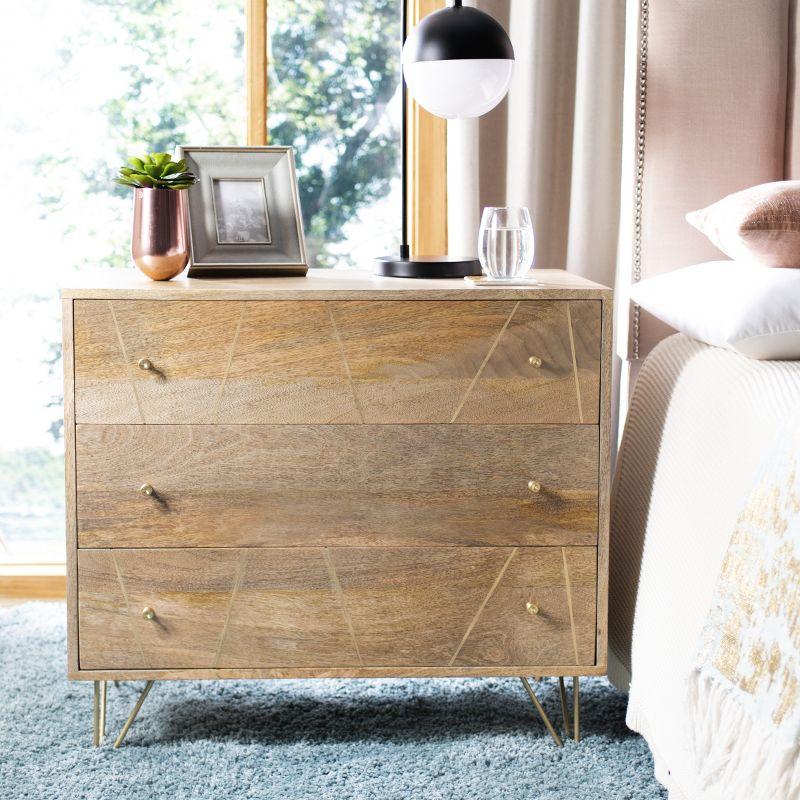 Marigold 3 Drawer Chest - CHS9001 - Natural/Brass - Safavieh