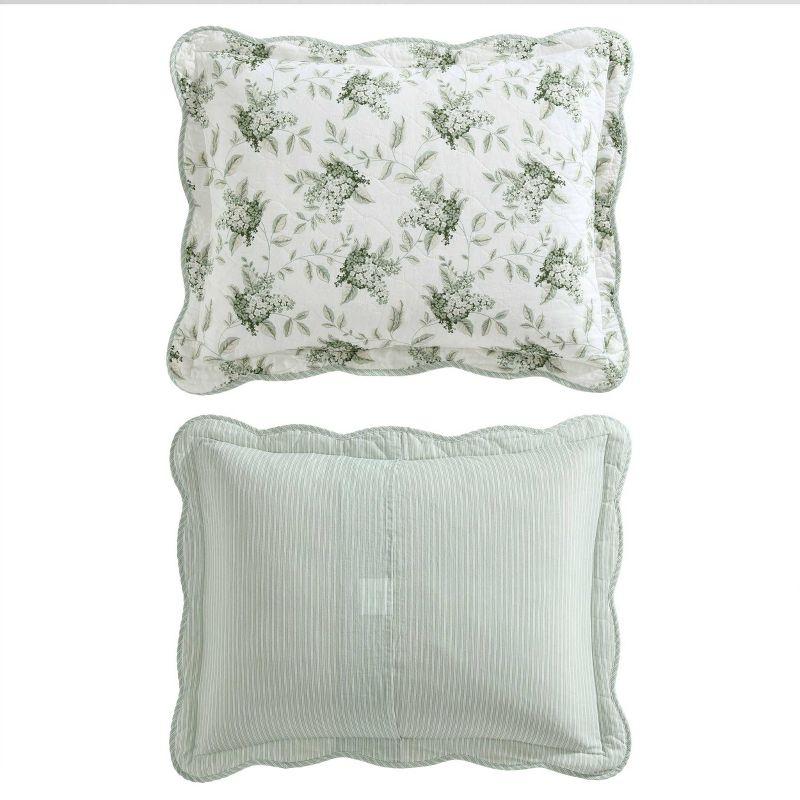 Laura Ashley Laura Ashley Portland Floral Cotton Reversible Green Quilt Set