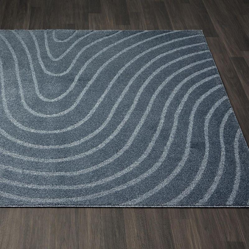 Luxe Weavers Modern Geometric Wave Blue 9x12 Area Rug