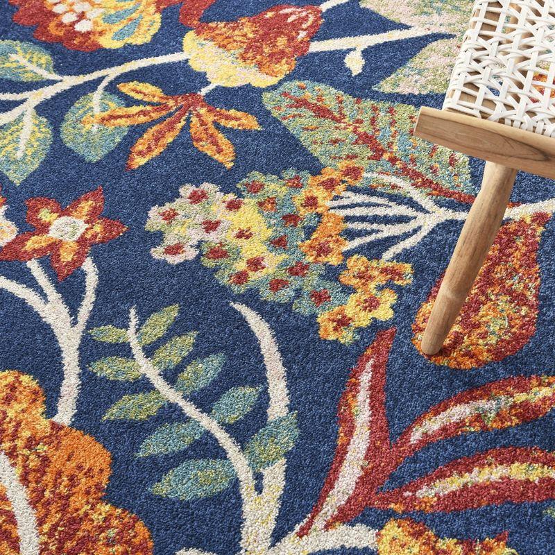 Nourison Allur Botanical Indoor Area Rug Navy Multicolor 9' x 12'