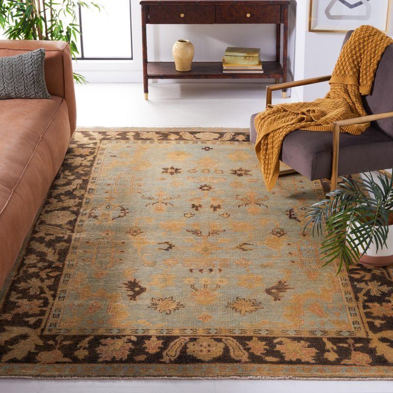 Oushak OSH112 Hand Knotted Area Rug - Light Blue/Brown - 4'x6' - Safavieh.