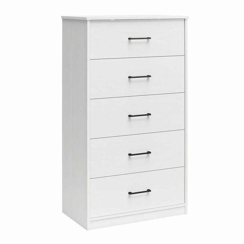 Ameriwood Home BrEZ Build Collection Pearce Tall 5 Drawer Dresser, White
