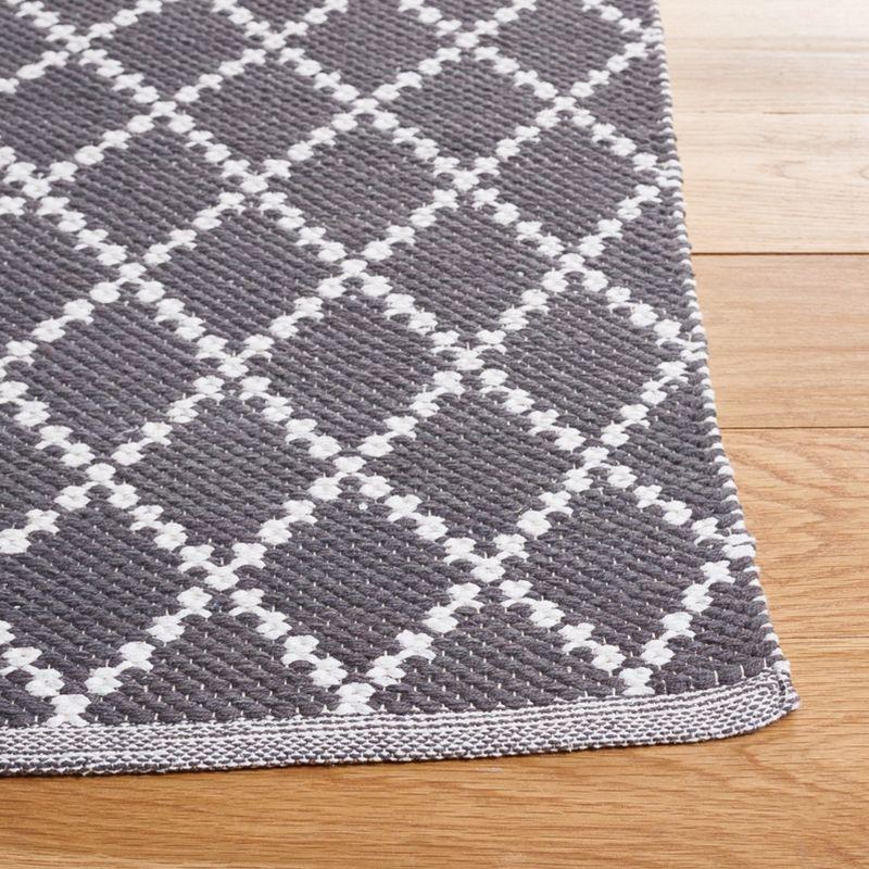 Handwoven Ivory Cotton Rectangular Flat Woven Rug