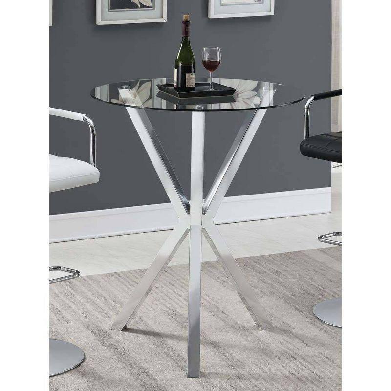 Coaster Denali Modern Round Glass Top Bar Table Chrome