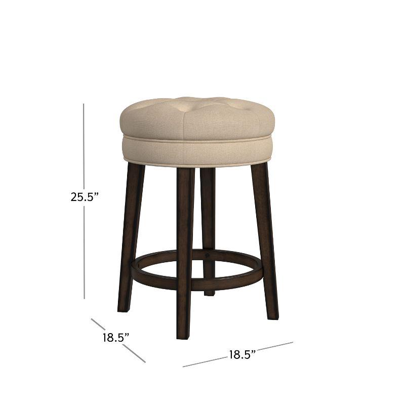 Krauss Backless Counter Height Barstool: Linen Upholstery, Charcoal Wood Frame - Hillsdale Furniture