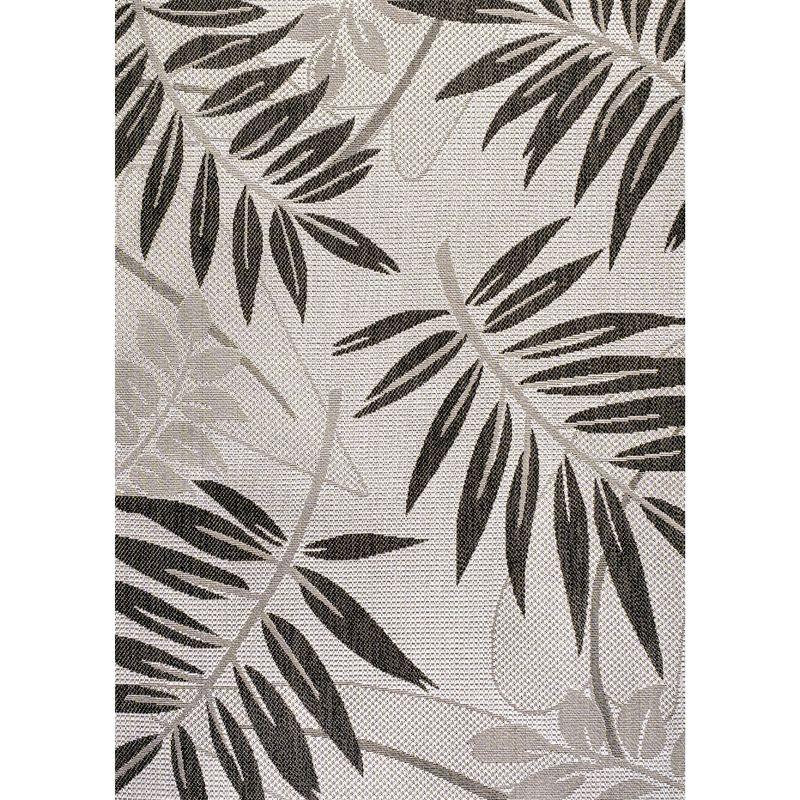 4' x 6' Havana Tropical Palm Leaf Indoor/Outdoor Area Rug, Gray/Black - JONATHAN Y