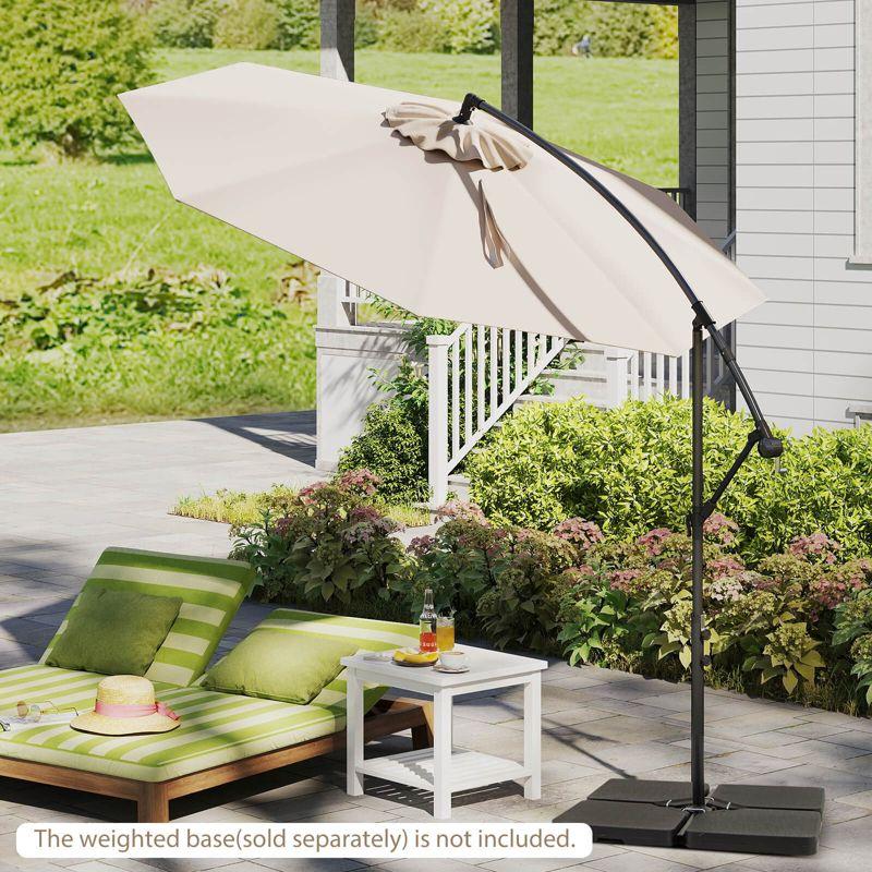 Costway  10 FT Patio Offset Umbrella w/8 Ribs Cross Base Tilt Beige