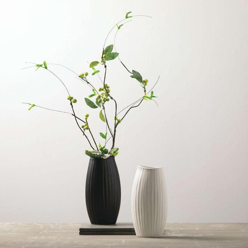 Sullivans 9" Modern White Ribbed Vase