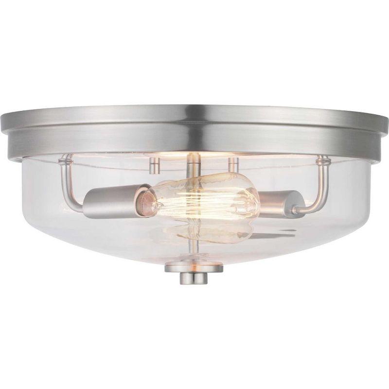 Blakely Brushed Nickel 2-Light Flush Mount with Clear Glass Shade