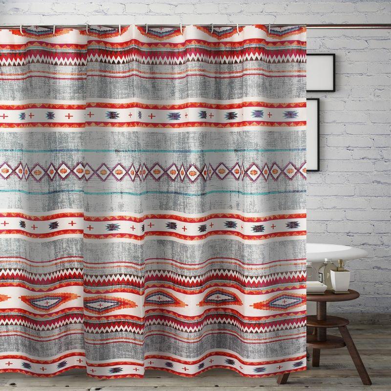 Kiva Multicolor Boho Shower Curtain with Liner