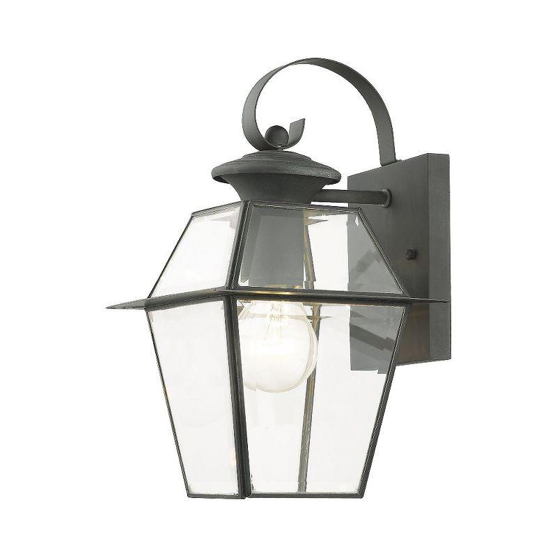 Charcoal Black Beveled Glass Outdoor Wall Lantern