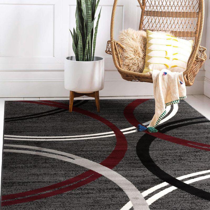 World Rug Gallery Contemporary Abstract Circles Design Area Rug