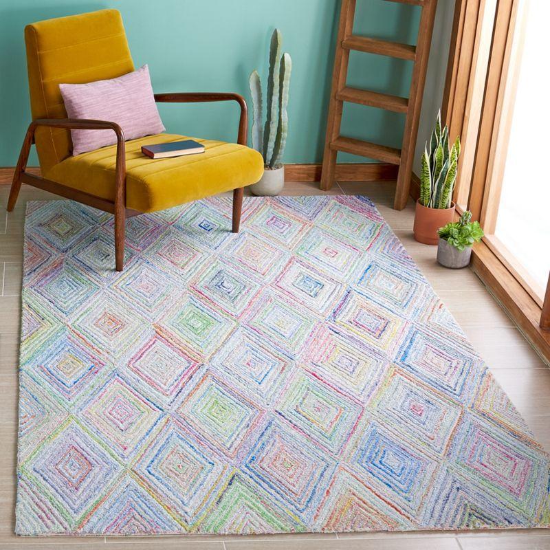 Handmade Multicolor Wool Rectangular Tufted Rug