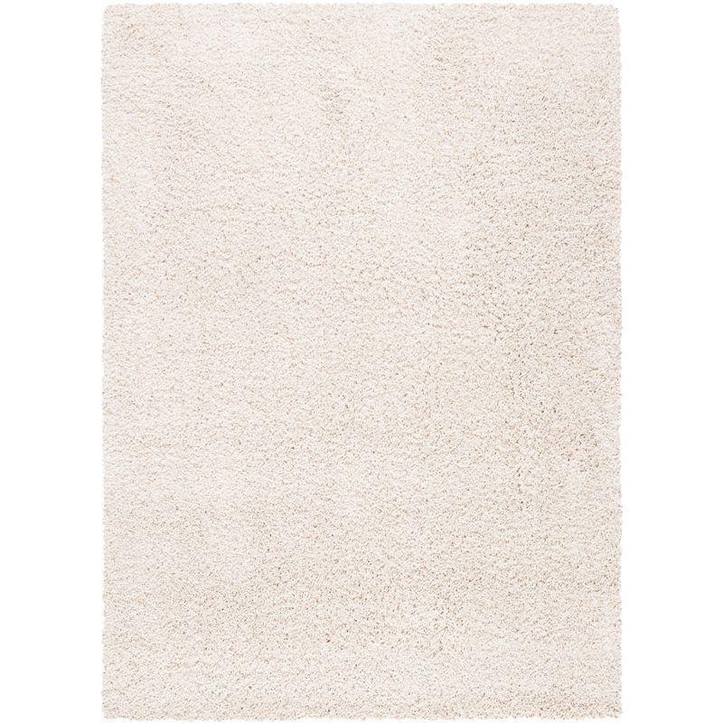 Luxurious Ivory Synthetic 4' x 6' Hand-Knotted Shag Area Rug