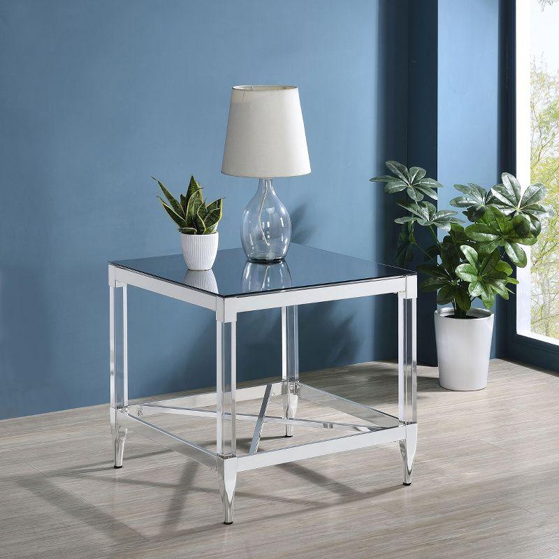 Coaster Home Furnishings Lindley Square End Table with Acrylic Legs and Tempered Mirror Top Chrome