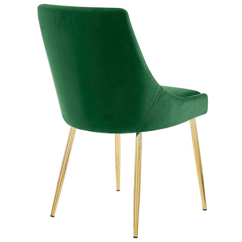 Low Parsons Side Chair in Gold Emerald Velvet with Wood & Metal