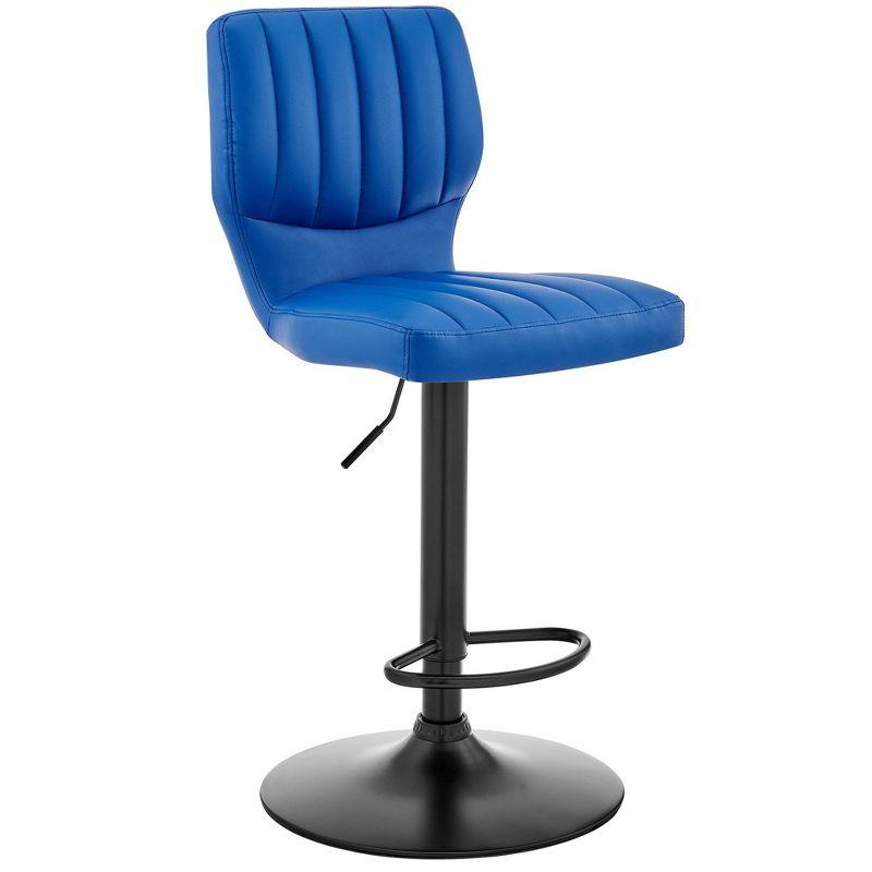Contempo Chic 17" Blue Faux Leather & Metal Swivel Adjustable Barstool