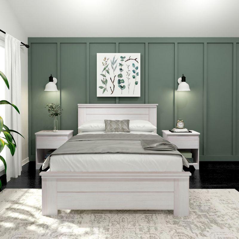 Plank+Beam Farmhouse Full Size Bed Frame with Headboard, Solid Wood Platform Bed
