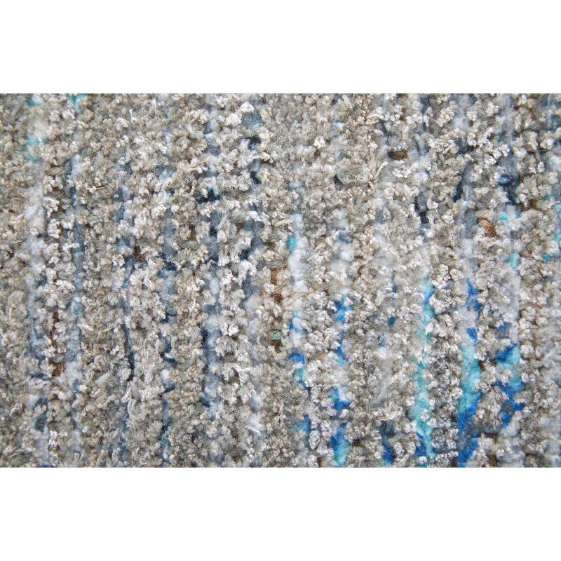 Gray and Blue 10' x 14' Wool Viscose Area Rug