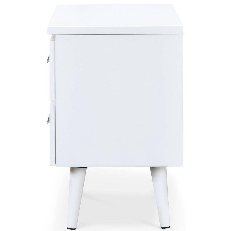 Adore Decor Mid-Century Side Table, 2 Drawers Storage Nightstand, Matte Chrome Handle